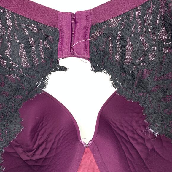 Torrid Bra Women's Sz 40DD Push-Up Purple Black Lace *FLAWS - Picture 6 of 9